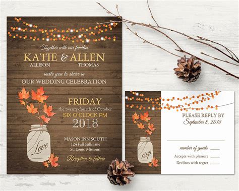 Printable Fall Wedding Invitations