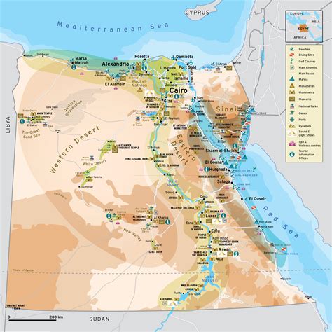 Large Detailed Travel Map Of Egypt Egypt Large Detailed Travel Map