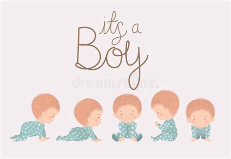 Boys Cartoons Of Baby Shower Concept Vector Design Stock Vector