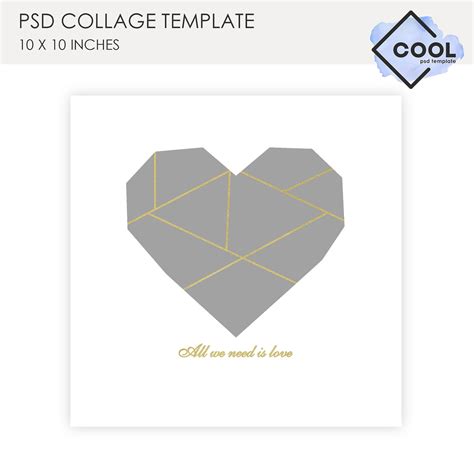 Heart Collage Template Blog Template Heart Shape Photo Etsy