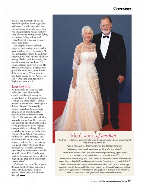 Helen Mirren Australian Womens Weekly Nz August 2019 Issue • Celebmafia