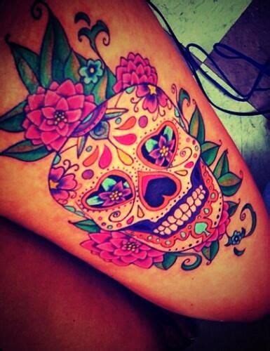 Thigh Sugar Skull Tattoos Pinterest