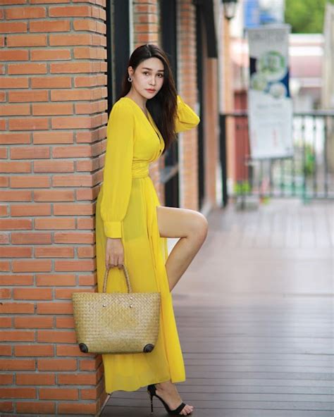 rita nutchuda most beautiful thailand trans models in yellow dress photoshoot thai transgender