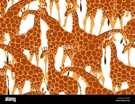 Seamless Pattern With Of Giraffes Stock Vector Image And Art Alamy