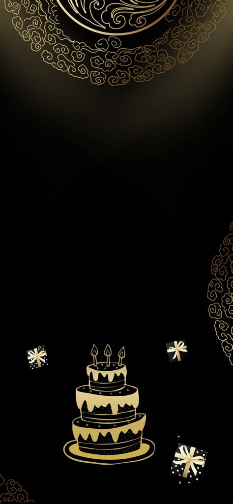 Black Gold Wind Birthday Invitation Simple Fashion Background Wallpaper