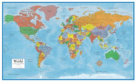 Classic Premier 3d World Wall Map Poster Mural