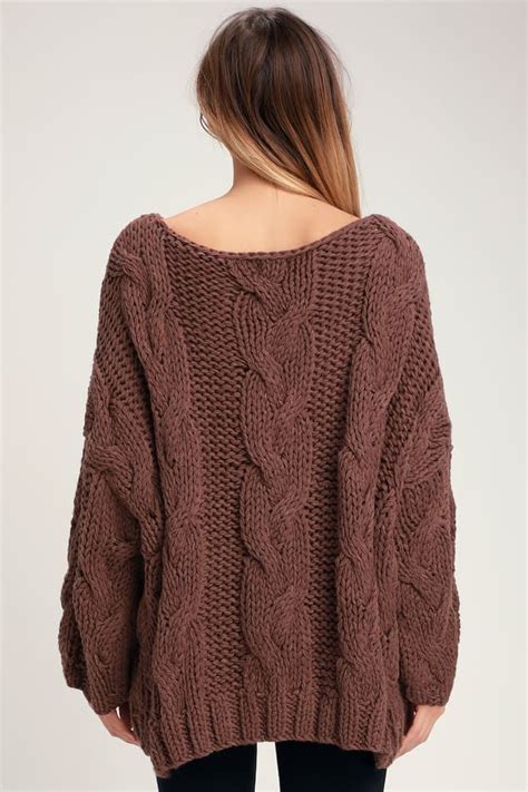 Walk In The Park Brown Oversized Cable Knit Sweater Sweaters Cable