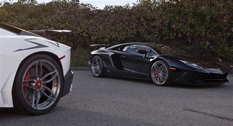 Two Lamborghini Aventador Svs Show Off Their Custom Wheels