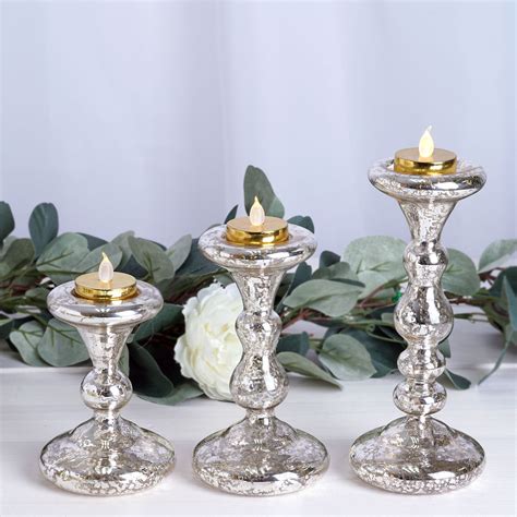 Efavormart Set Of 3 Antique Gold Mercury Glass Reversible Tealight
