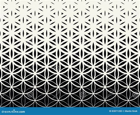 Abstract Sacred Geometry Black And White Gradient Flower Of Life