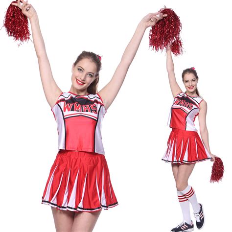 Glee Club Style Cheerios Cheer Girl Costume Adult Cheerleader Outfit W