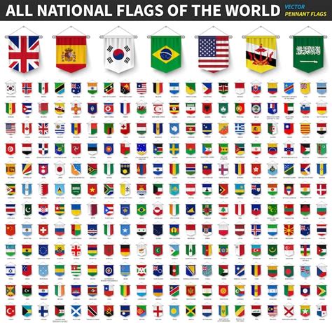 Alle Officiële Nationale Vlaggen Van De Wereld Premium Vector
