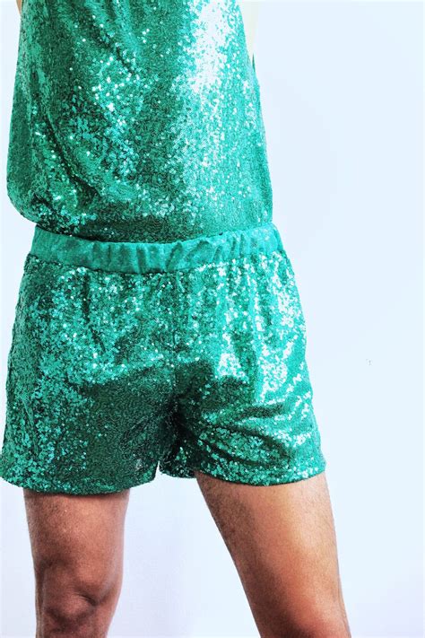 Green Sequin Shorts Etsy