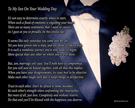 To My Son On Your Wedding Day One Parent Poem Print 8x10