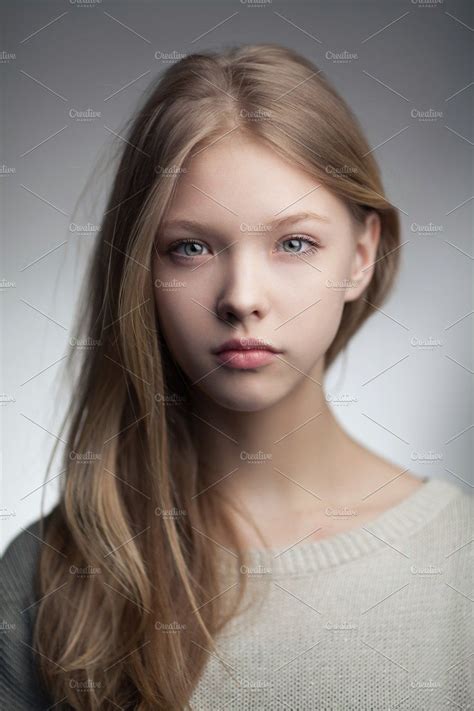 Beautiful Teen Girl Portrait Containing Alone Attractive And Background