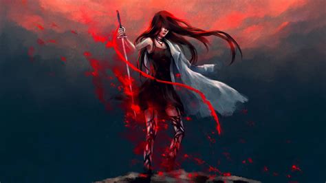1440x1080 Anime Girl Katana Warrior With Sword 1440x1080 Resolution Hd 4k Wallpapers Images