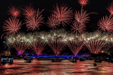 Colorful Fireworks From The â€œvijit Chao Phrayaâ€ Lightning Shows