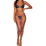 Charmlady Women Sexy Swimsuit Sheer Mesh Cover Up See Through Pearl T