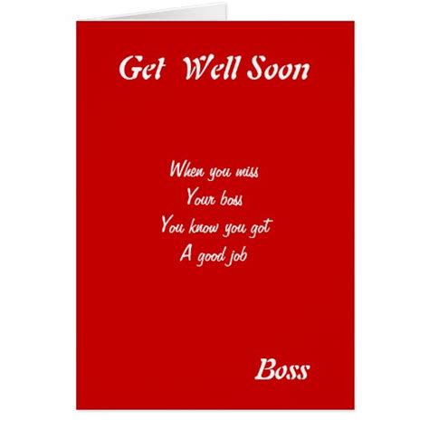 I hope you are recovering after your recent surgery and doing well. Get well soon boss greeting cards | Zazzle