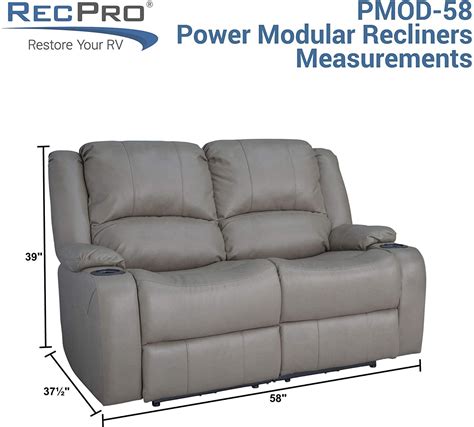 Recpro Charles 58″ Powered Double Rv Wall Hugger Recliner Sofa Rv