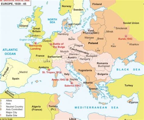 Map Of Europe And North Africa During Ww2