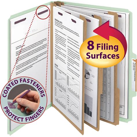 Smead Pressboard 3 Divider Classification Folder With Safeshield