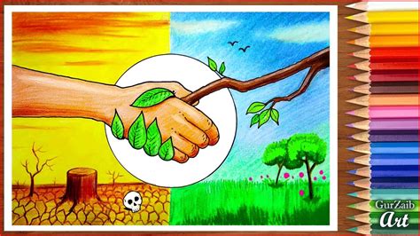 Save Nature Save Trees Drawing Poster Making Tutorial For Beginners