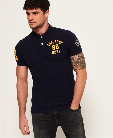 Mens Classic Super State Polo Shirt In Techno Navy Marl Superdry Uk