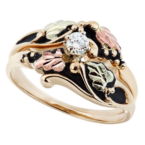 Antiqued Diamond Black Hills Gold Ring