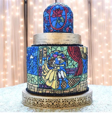 Beauty And The Beast Stained Glass Wedding Cake Beauty And The Beast