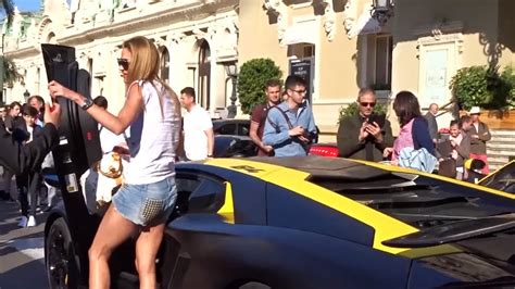 Hot Girl Drives A Lamborghini Aventador Lp700 4 In Monaco 2017 Hq
