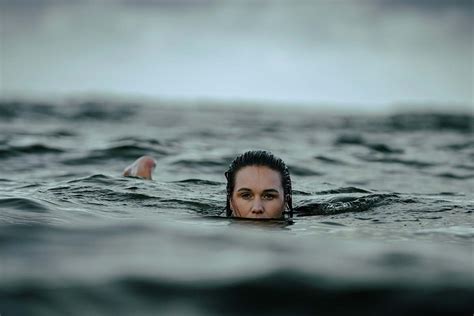 Swimming Woman Dipping In Ocean Human Image Free Photo