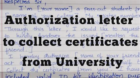 Authorization Letter Letter To Collect Certificates From University