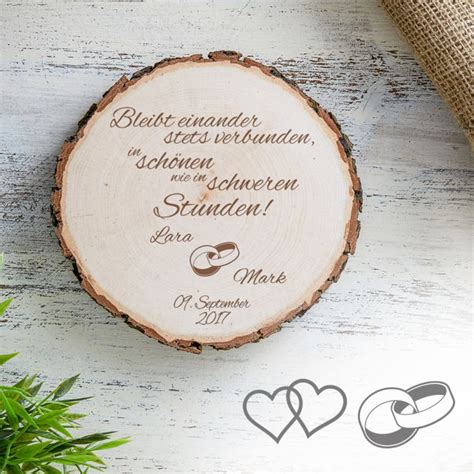 Herzliche glückwünsche zum hochzeitstag und macht weiter so. Individuelle Baumscheibe zur Hochzeit - Bleibt verbunden