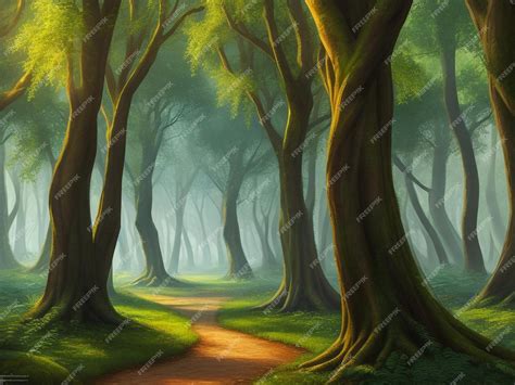 Premium Ai Image Depict An Enchanted Forest Where Trees Have Loom
