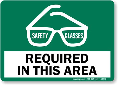 safety glasses required in this area sign sku s 8978