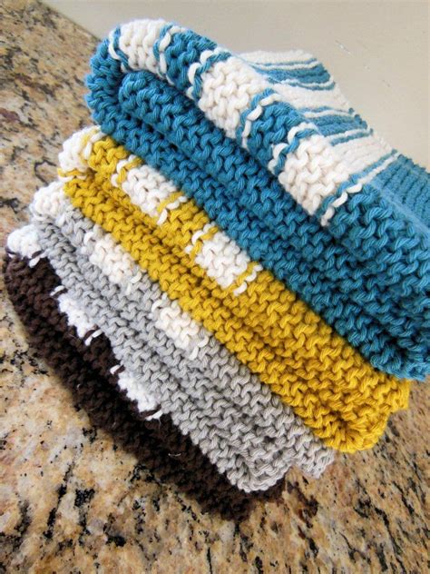 Garter Stitch Striped Dish Towel Knitting Pattern By Diana Poirier