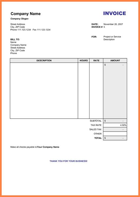Free Blank Invoice Template Word Images And Photos Finder