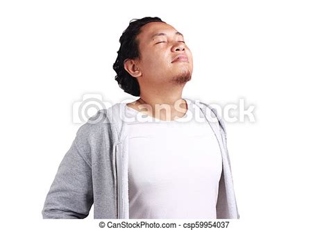 Man Feel Relieved Portrait Of Young Asian Man Feel Relieved Feeling