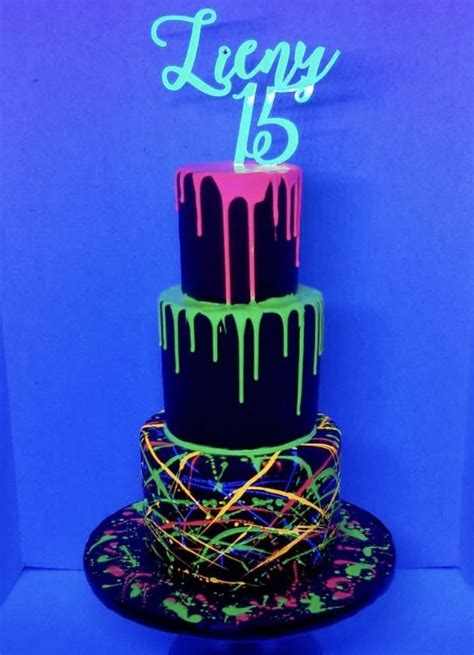 Pin By Samantha Crabtree On Jubilee 7th Birthday Neon Birthday Party Neon Birthday Cakes
