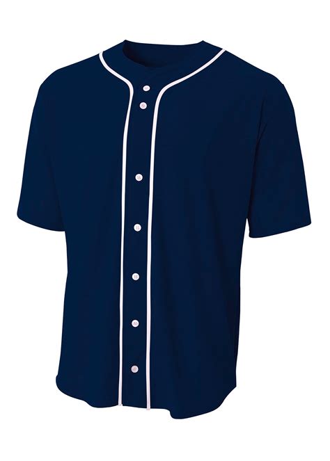A4 Nb4184 Youth Short Sleeve Full Button Baseball Jersey Navy L