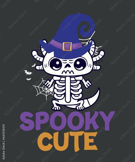Vetor De Spooky Cute Axolotl Witch Halloween Kawaii Axolotl Witches T