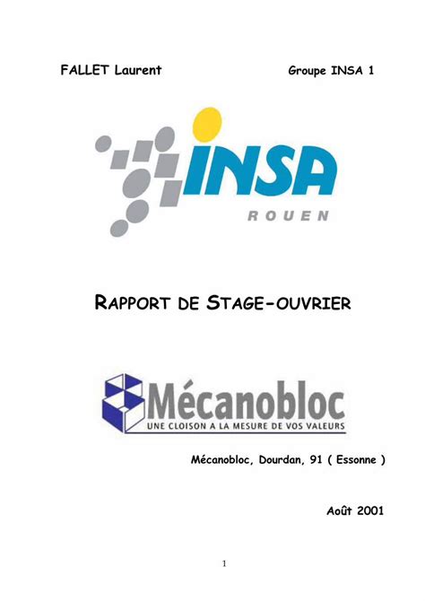 Pdf Rapport De Stage Ouvrier Laurentfalletfreefrlaurentfallet