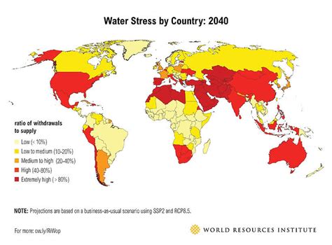 Water Stress By Country 2040 Map World Resources Institute