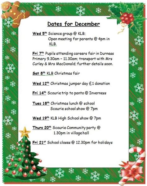 December Diary Scourie Primary School