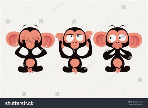 Three Wise Monkeys Vector Character Illustration Royalty Free Stock