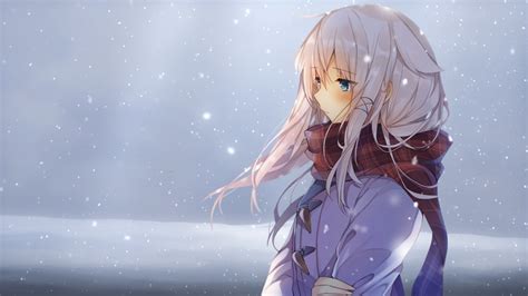 Wallpaper Anime Girls White Hair Blue Eyes 1920x1080