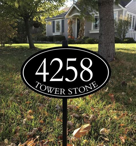 House Number Address Sign Metal Post Street Sign Etsy Address Sign