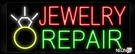 Jewelry Repair With Ring Logo Neon Sign