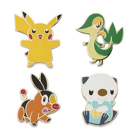 Pikachu Snivy Tepig And Oshawott Pokémon Pins 4 Pack Pokemon Pins